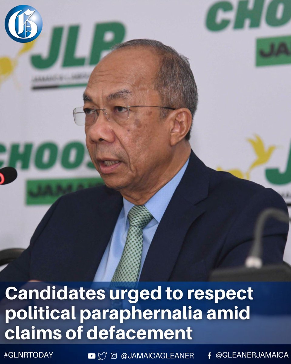 All prospective Jamaica Labour Party (JLP) candidates for the upcoming general elections have been instructed that they should not seek to destroy or damage political paraphernalia of their opponents, a top JLP official has disclosed.

Read more: jamaica-gleaner.com/article/news/2…