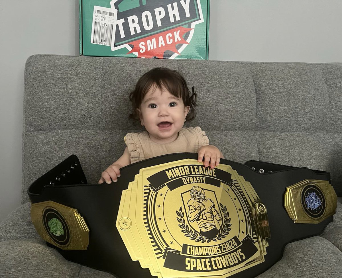 DynastyDorks's tweet photo. Not sure I’m getting this one back, Violet enjoying the new Fantasy Football hardware

Future Fantasy Football Champ #girldad https://t.co/vR0Is52gj4