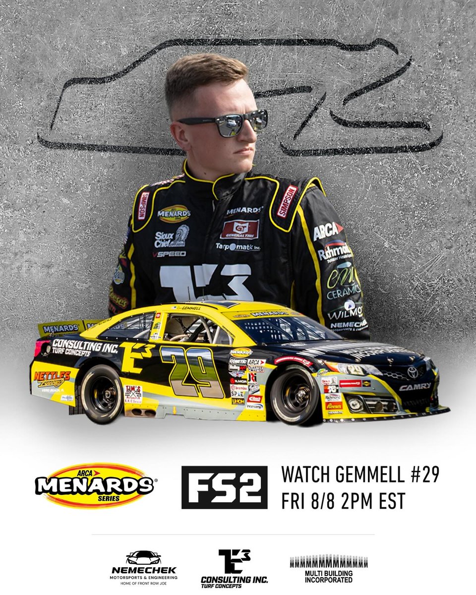 VSPEEDSim's tweet image. So excited to see what @RyanGemmell23  can do in his second @ARCA_Racing start this season! He got an 8th-place finish last year at the Glen, can he top his 5th place performance at Lime Rock earlier this year? 

Make sure to tune in to FS2 next Friday to catch the race!

#VSPEED