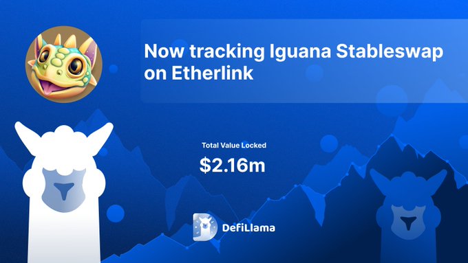 DefiLlamaによって216万ドルのTVLで追跡されるEtherlink上のIguana Stableswap