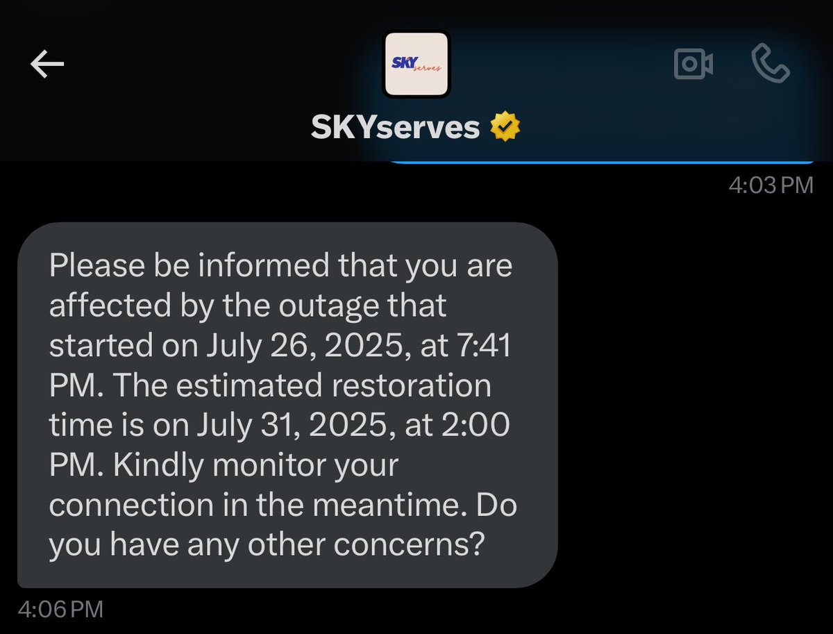jamir57's tweet photo. @SKYserves @mySKYupdates Day 5 without internet! Huge thanks to @SKYserves @mySKYupdates  for making this week easy and stress-free! 😛🤣 https://t.co/neKJ6Ik6F0