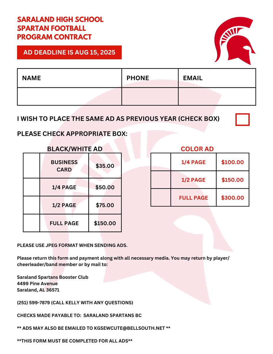 Thanks in advance to any and all our local business interested in supporting our guys! Information below….