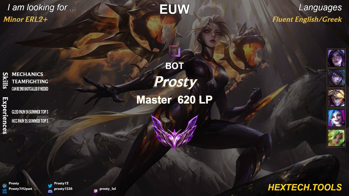 Hello, im still in talks with PAIN but ill be going LFT for next split, Vods from officials+scrims can be provided upon request,
♥️+♻️are appreciated.
