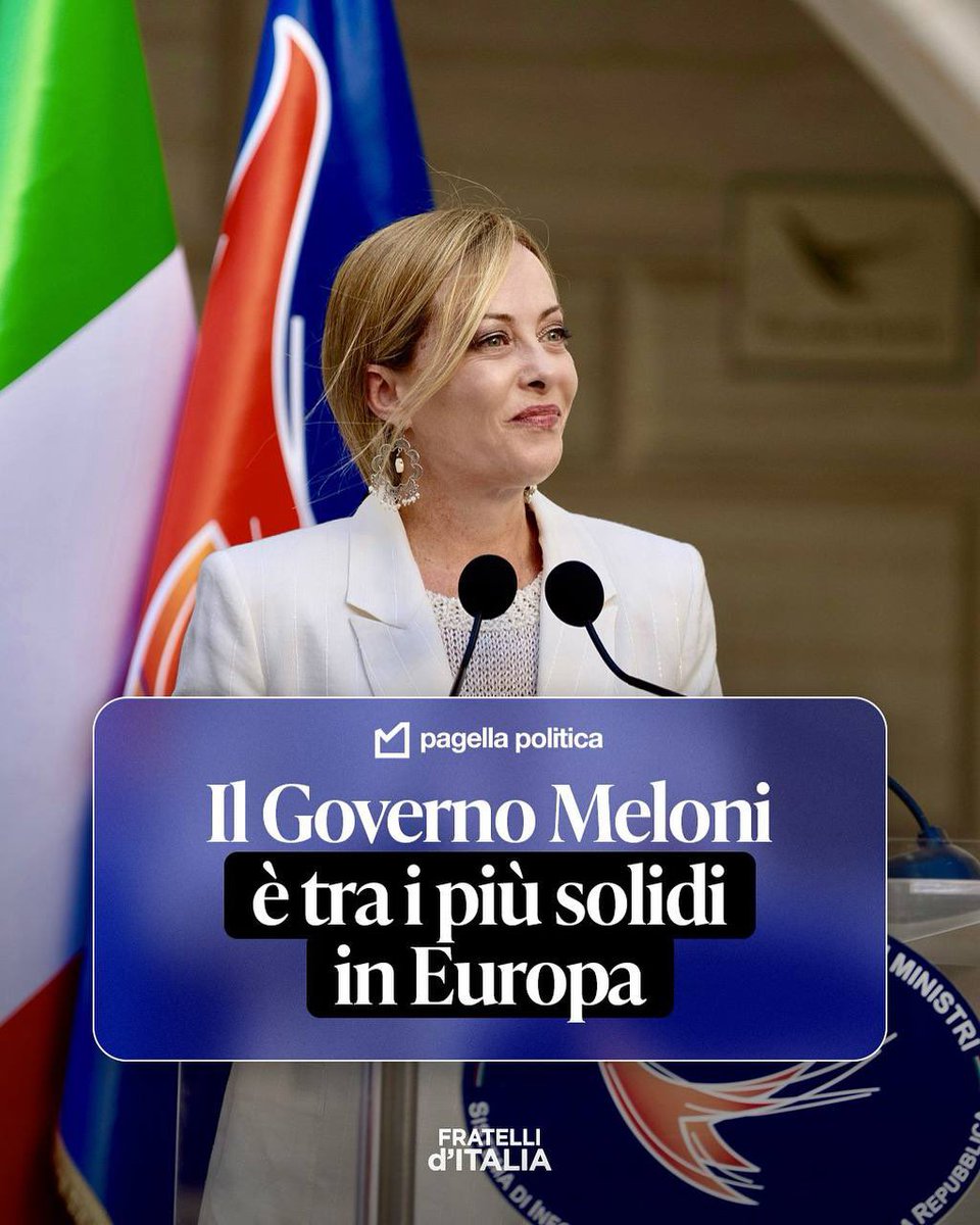 Giovanni Maiorano (@giomaiorano_) on Twitter photo Il Governo Meloni è tra i più solidi del continente, con una maggioranza compatta e il consenso in costante aumento.
Stabilità, coerenza e visione: così l’Italia è tornata protagonista nello scenario globale.
<a href="/FratellidItalia/">Fratelli d'Italia 🇮🇹</a> Il Governo Meloni è tra i più solidi del continente, con una maggioranza compatta e il consenso in costante aumento.
Stabilità, coerenza e visione: così l’Italia è tornata protagonista nello scenario globale.
<a href="/FratellidItalia/">Fratelli d'Italia 🇮🇹</a>
