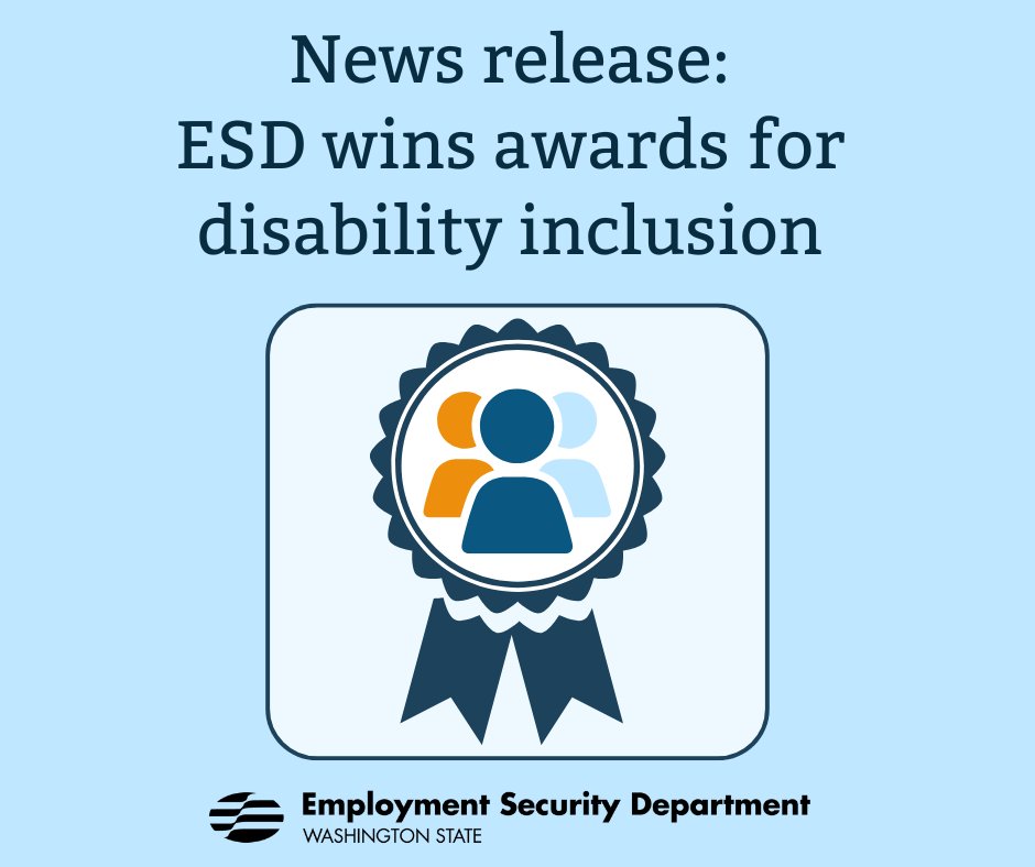 News release: ESD recently won two awards for showing exemplary leadership in disability inclusion. The awards were the Disability Inclusion Network’s Respect, Acceptance and Dignity of Persons with Disabilities awards. Read more at: esd.wa.gov/about-us/news-…