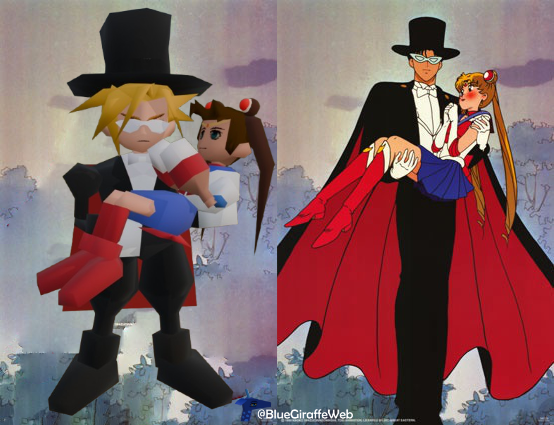 BlueGiraffeWeb's tweet photo. Tuxedo mask is so dreamy, but who could he be???

#SailorMoon #FF7 #FinalFantasy #CloudStrife #Clerith #Aerith https://t.co/LjYv9TbtaZ