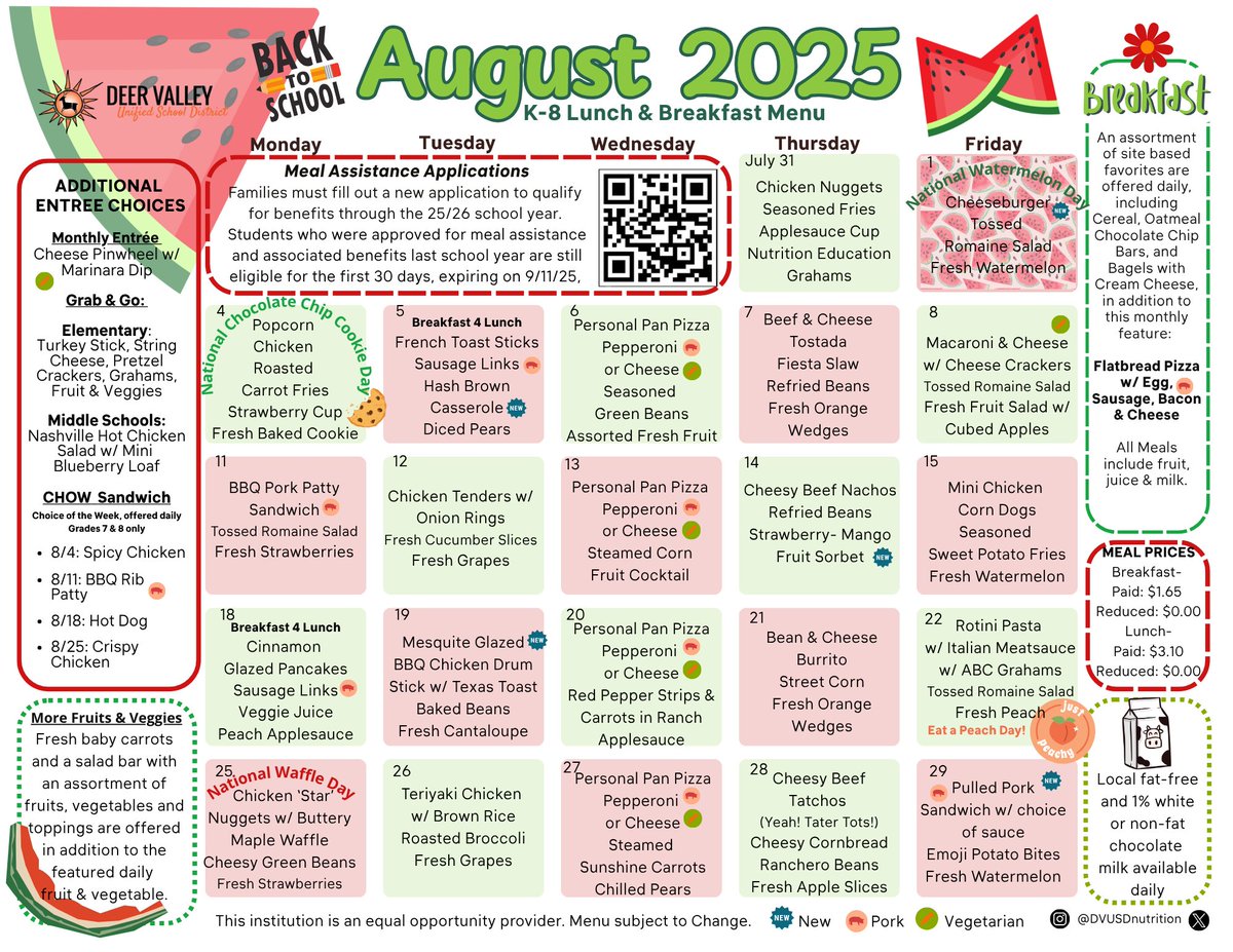 August Breakfast &amp; Lunch Menu <a href="/DVUSD/">Deer Valley Unified School District</a>