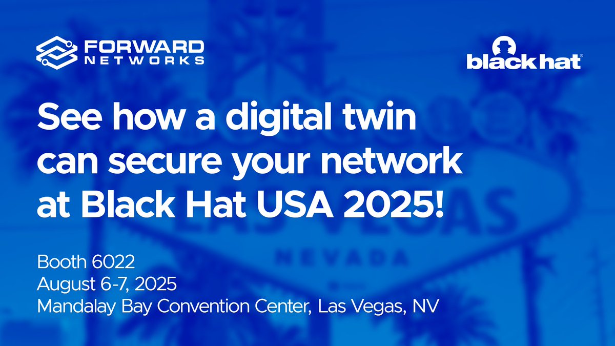 Come see us in Booth 6022 at #BlackHat2025! Our #NetworkSecurity experts will show you how a #NetworkDigitalTwin can provide the clarity, context, and confidence needed to reduce risk, speed up remediation, and simplify compliance.
hubs.li/Q03zGZVg0
#ForwardNetworks #NDT