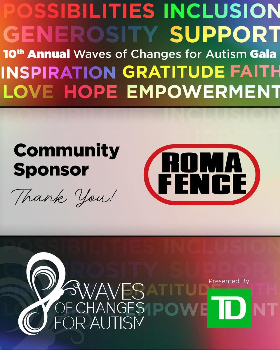 Thank you @romafence for your incredible SUPPORT and GENEROSITY as our Community Sponsor at the 10th Annual Waves of Changes Gala. Your contribution provides HOPE and EMPOWERMENT to children and their families in Vaughan.

Join us on Sept. 18, wavesofchanges.ca/annual-gala