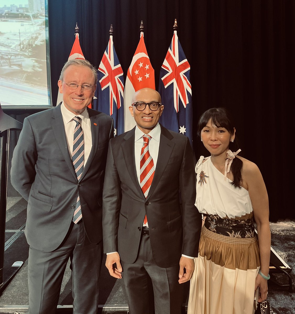 An honour to attend SG60, Singapore’s National Day celebrations in Canberra with the Singapore High Commissioner to Australia, His Excellency Anil Kumar Nayar and Ms Sasha Peck See Nayar.
#SpecialEnvoy #SouthAustralia 
#SG60 #TradeandInvestment