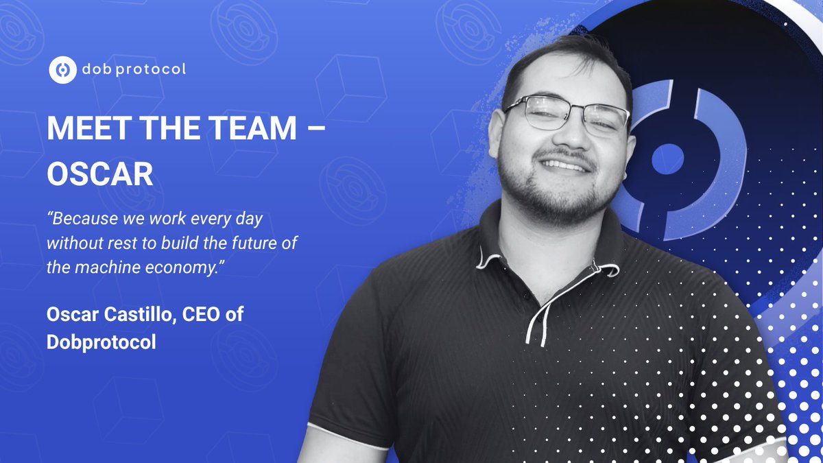 Dobprotocol (@dobprotocol) on Twitter photo Meet the team behind Dobprotocol 🐶
Oscar Castillo (<a href="/opcastil/">opcastil.dob @Stellar x Draper F Residency 25</a>), our CEO, leads with over a decade of experience in AI, blockchain, and scalable software. His vision is reshaping how we finance and validate real-world infrastructure through Web3.
“Because we work every day Meet the team behind Dobprotocol 🐶
Oscar Castillo (<a href="/opcastil/">opcastil.dob @Stellar x Draper F Residency 25</a>), our CEO, leads with over a decade of experience in AI, blockchain, and scalable software. His vision is reshaping how we finance and validate real-world infrastructure through Web3.
“Because we work every day