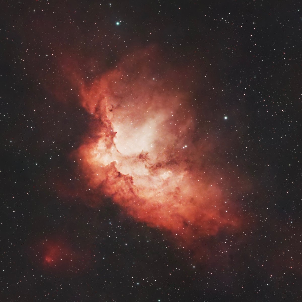 For the first time in a while, I’ve been able to do more astrophotography!

The Wizard Nebula (NGC 7380)

8000 light years away from us is another beautiful region of stars and interstellar dust, which I imaged from my back yard in Saskatoon. Enjoy!
