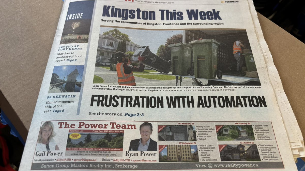 AndrewReynard's tweet photo. Terrible reporting by #KingstonThisWeek. If you believe the headline the city’s new automated collection system is a mess. Read the article and it’s the Provincial Recycling Collection that is having issues. https://t.co/JuIVUUwQBF
