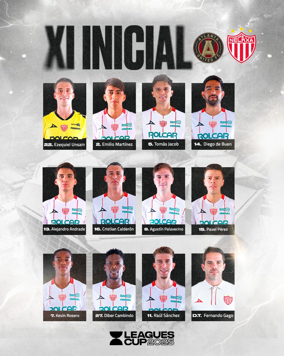 #ATLvsNEC | Definido el XI inicial para nuestro debut en la #LeaguesCup2025...

#FuerzaRayos ⚡ | <a href="/LeaguesCup/">Leagues Cup</a>