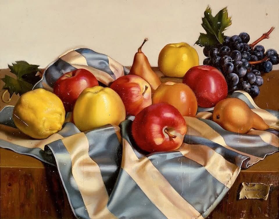 'Still Life of Fruits and Silk Drape' (1949) by Tamara de Lempicka