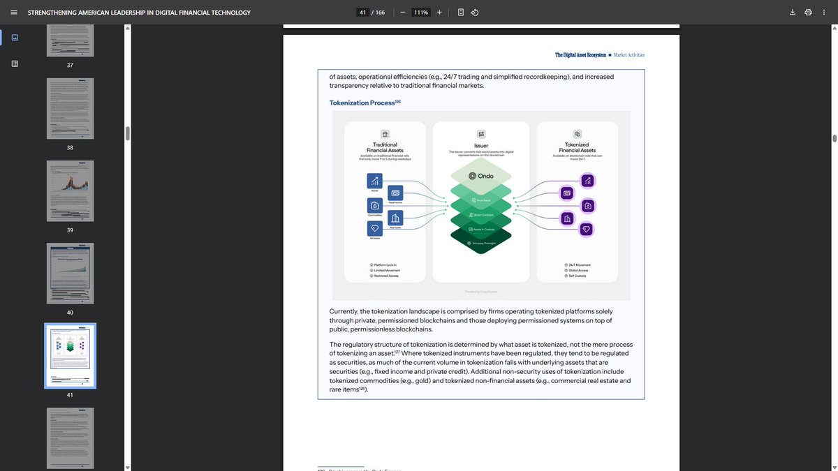 Going through the report that the <a href="/WhiteHouse/">The White House</a> released and seeing how they name dropped <a href="/OndoFinance/">Ondo Finance</a> , it has me more bullish on #ONDO than ever