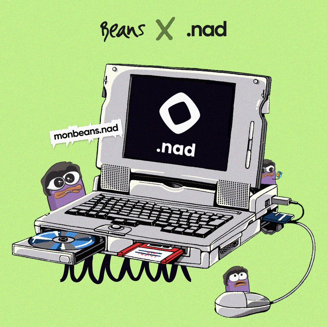 Nad Name Service ⨀ (@naddomains) on Twitter photo We're delighted to announce our partnership with <a href="/MonBeans/">Mon Beans</a> 
To mark this special partnership, we're giving away 5 GTD and 10 FCFS of MONBEANS.
Show off your creativity, mint a standout .nad domain, and earn your place among the best.
Rules:
1.  Follow <a href="/NadDomains/">Nad Name Service ⨀</a> and <a href="/MonBeans/">Mon Beans</a> We're delighted to announce our partnership with <a href="/MonBeans/">Mon Beans</a> 
To mark this special partnership, we're giving away 5 GTD and 10 FCFS of MONBEANS.
Show off your creativity, mint a standout .nad domain, and earn your place among the best.
Rules:
1.  Follow <a href="/NadDomains/">Nad Name Service ⨀</a> and <a href="/MonBeans/">Mon Beans</a>