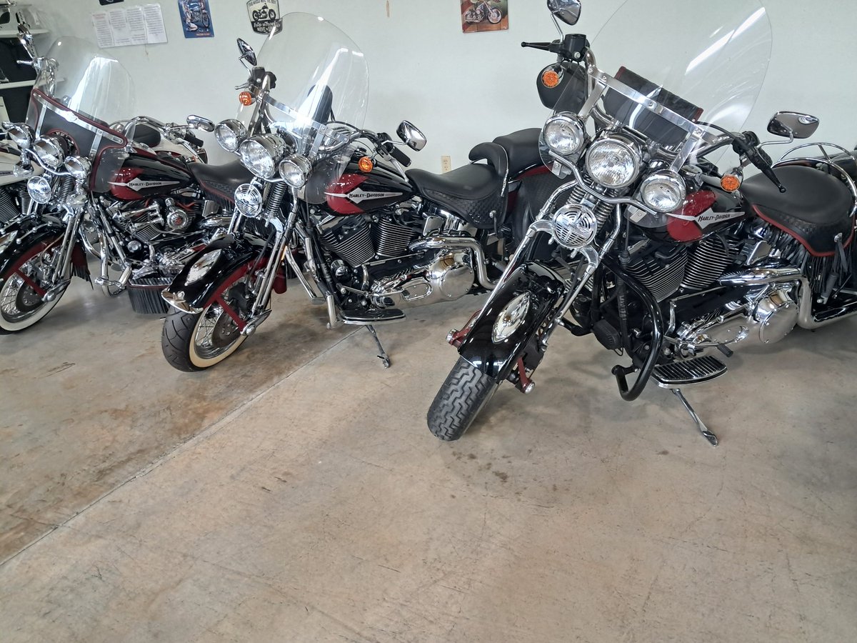 We have 6 of the very limited edition Harley Davidson Heritage hand painted factory springer soft tails on our showroom.  🇺🇲