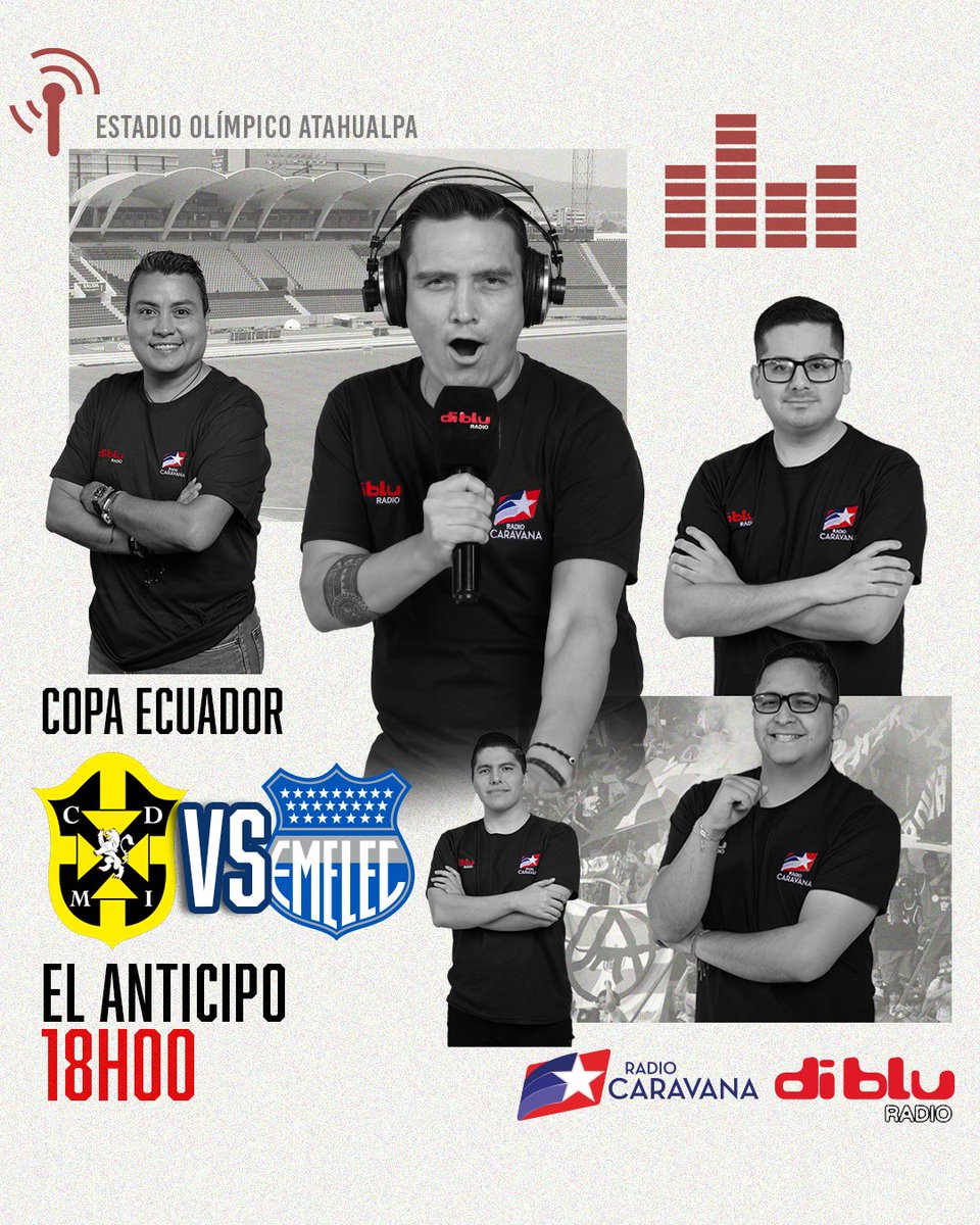 Radio Diblu (@radiodiblufm) on Twitter photo 🔥 ¡EL BOMBILLO SE ESTRENA EN LA COPA ECUADOR!
📋 Titulares de hoy:
🎙️ Relato: <a href="/robertoonar/">Roberto Carlos Oña Romero</a>
🎙️ Comentarios: <a href="/eduardoerazov/">Eduardo Erazo Veloz</a> - <a href="/marcolopezc95/">Marco López Castillo</a>
🎙️ Informes: <a href="/nicorivera05/">Nicolás Rivera</a>
🎙️ Comerciales: <a href="/fgallopancho/">Francisco Gallo</a>
⚫️ #CDMiguelIturralde 🆚 <a href="/CSEmelec/">Club Sport Emelec</a> 🔵
🏆 <a href="/CopaEcuador/">Copa Ecuador</a>
🗓️ 16avos de 🔥 ¡EL BOMBILLO SE ESTRENA EN LA COPA ECUADOR!
📋 Titulares de hoy:
🎙️ Relato: <a href="/robertoonar/">Roberto Carlos Oña Romero</a>
🎙️ Comentarios: <a href="/eduardoerazov/">Eduardo Erazo Veloz</a> - <a href="/marcolopezc95/">Marco López Castillo</a>
🎙️ Informes: <a href="/nicorivera05/">Nicolás Rivera</a>
🎙️ Comerciales: <a href="/fgallopancho/">Francisco Gallo</a>
⚫️ #CDMiguelIturralde 🆚 <a href="/CSEmelec/">Club Sport Emelec</a> 🔵
🏆 <a href="/CopaEcuador/">Copa Ecuador</a>
🗓️ 16avos de