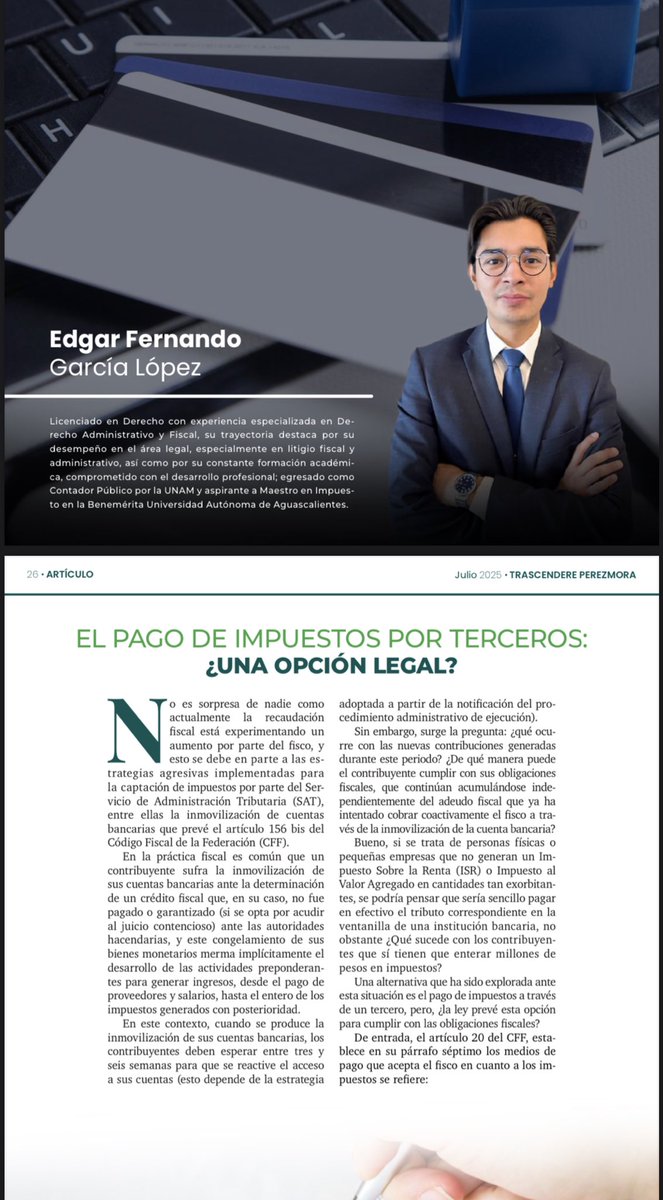 FernandoGa6109's tweet photo. Artículo publicado en la revista “Trascendere”

“El pago de impuestos por terceros: ¿Una opción legal?” https://t.co/KmoEklSPw0