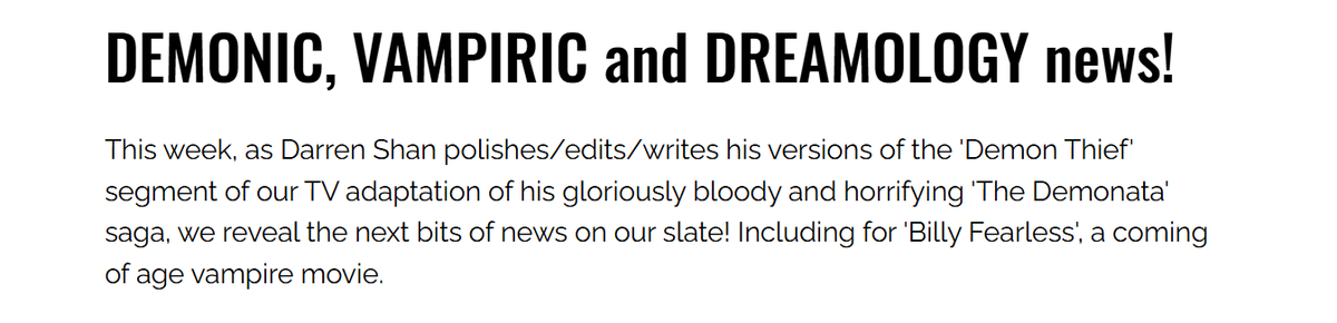 Lots of exciting news from this week on my long-form (film and TV) production slate - The Demonata and Billy Fearless!  All the details below: maxaaronfilmmaker.co.uk/post/demonic-v…

<a href="/DreamologyP/">Dreamology Pictures</a>  <a href="/darrenshan/">Darren Shan</a> <a href="/StanleyKubr1ck/">ijaz</a>