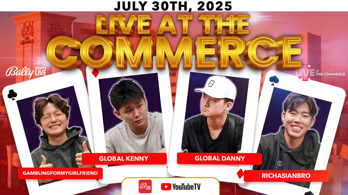 Bally Live Poker (@ballylivepoker) on Twitter photo Global Week kicks off today at 1:30 pm pt w/ <a href="/globalkennyp/">GlobalKenny</a> Global Danny, Rich Asian Bro and GamblingformyGF!
Watch here: youtube.com/live/p8l1yS8cF…
Streaming LIVE on <a href="/BallyPokerLive/">Bally Poker Live</a> youtube and <a href="/Bally__Sports/">Bally Sports Live</a>!
Gambling Problem? Call 1-800-GAMBLER or visit Global Week kicks off today at 1:30 pm pt w/ <a href="/globalkennyp/">GlobalKenny</a> Global Danny, Rich Asian Bro and GamblingformyGF!
Watch here: youtube.com/live/p8l1yS8cF…
Streaming LIVE on <a href="/BallyPokerLive/">Bally Poker Live</a> youtube and <a href="/Bally__Sports/">Bally Sports Live</a>!
Gambling Problem? Call 1-800-GAMBLER or visit