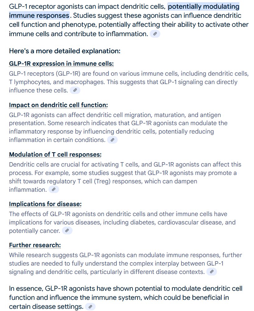 d_stock07734's tweet photo. Merck struck a $2 billion deal with Hansoh for its small molecule GLP-1 receptor agonist. Is the deal really about weight loss? GLP-1 receptor agonist can have impact on DCs. Merck's deal could serve dual purposes: weight loss and cancer.
GLP-1R agonists can affect dendritic cell migration, maturation, and antigen presentation. Some research indicates that GLP-1R agonists can modulate the inflammatory response by influencing dendritic cells, potentially reducing inflammation in certain conditions.
https://t.co/cwuc7BNcyS