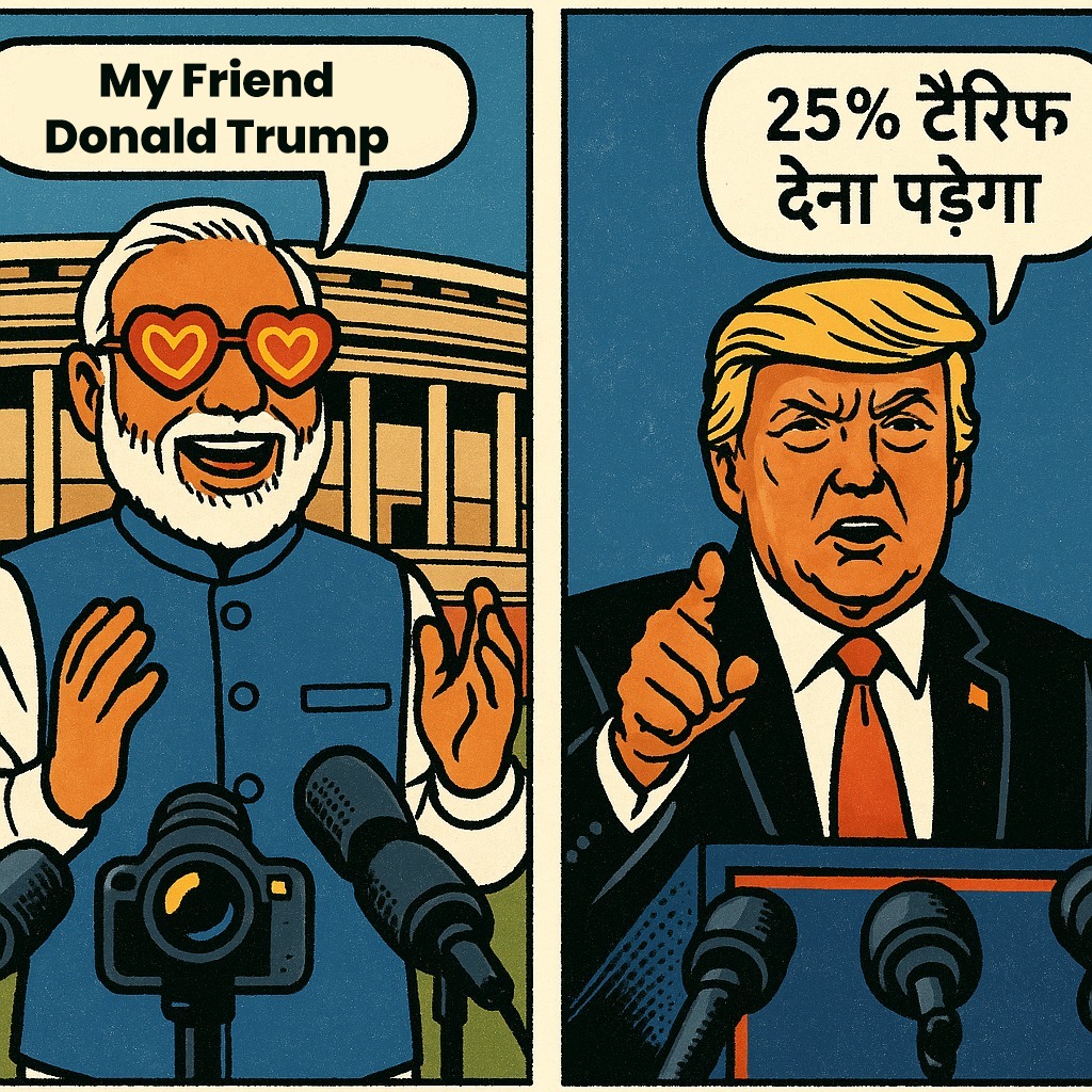 मोदी -अबकी बार ट्रम्प सरकार 
ट्रम्प - 25% टेरिफ दे मेरे यार
#tariff
