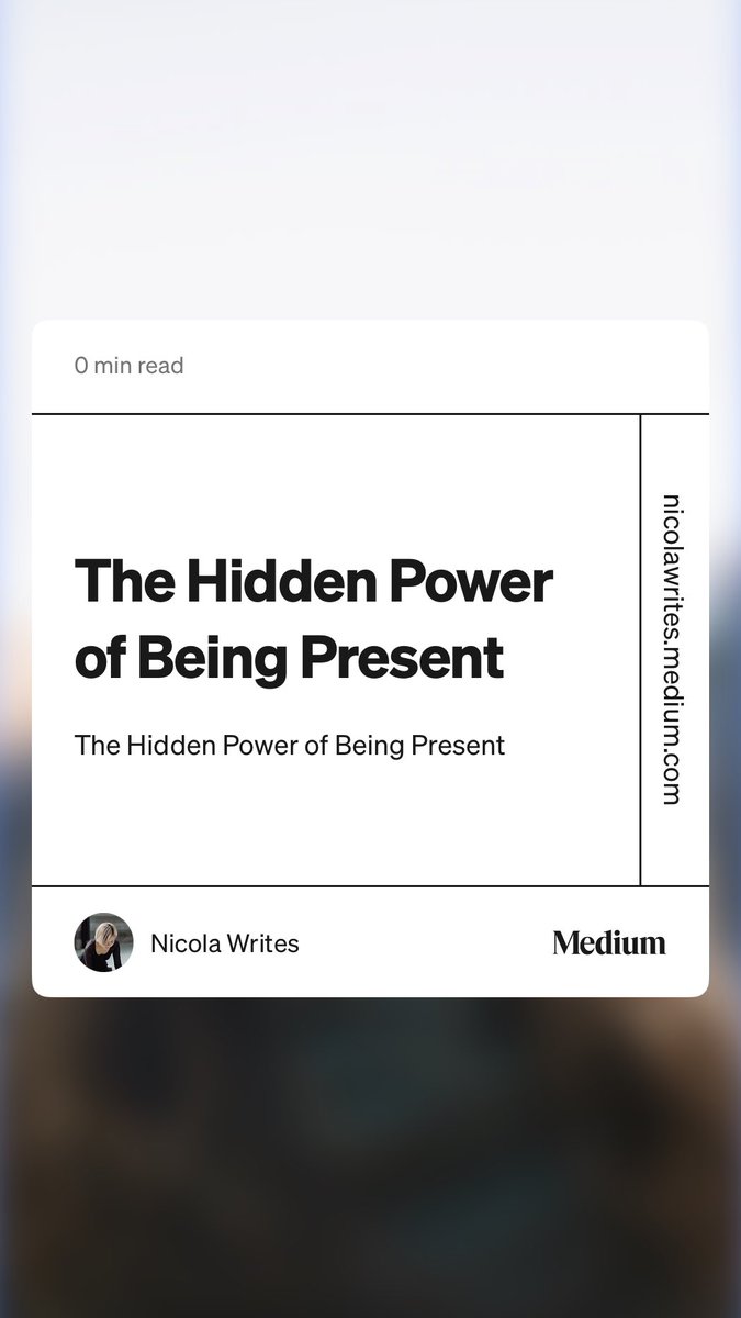 “The Hidden Power of Being Present” by Nicola Writes

#amwriting #writers #writerslife  nicolawrites.medium.com/the-hidden-pow…
