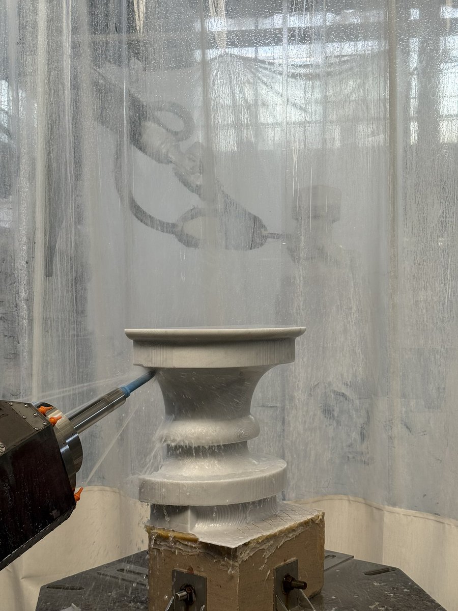 Imagine hundreds of robots working 24/7, tool paths generated automatically, robot pickers mounting and moving blocks with NASCAR efficiency. 

That’s how stone becomes default in architecture.