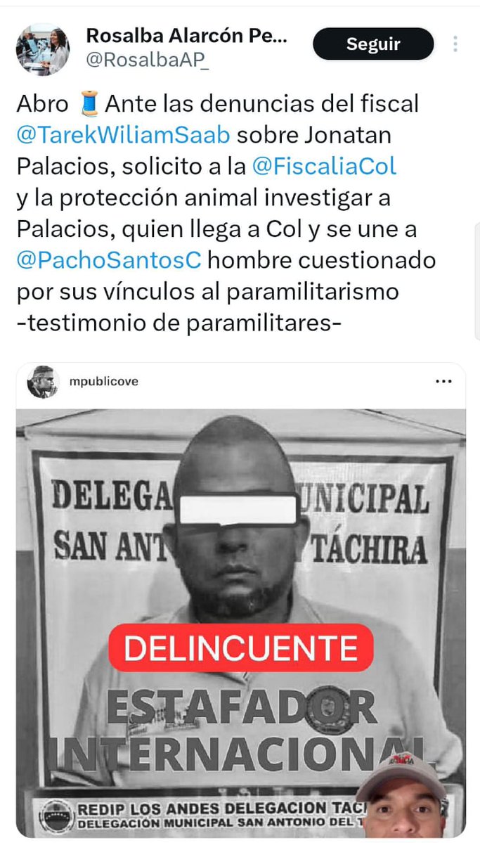 #JonatanPalaciosParaco

Maltratador

Extorcionador

Estafador de las redes

Y ahora vinculado al narcoparmilitarismo colombiano