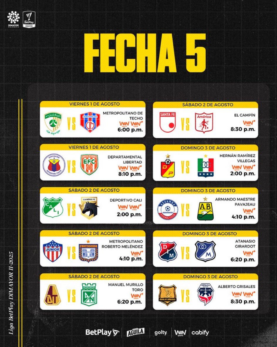 Fecha 5 de <a href="/LigaBetPlayD/">LigaBetPlayDimayor</a> ⚽️👇🏾