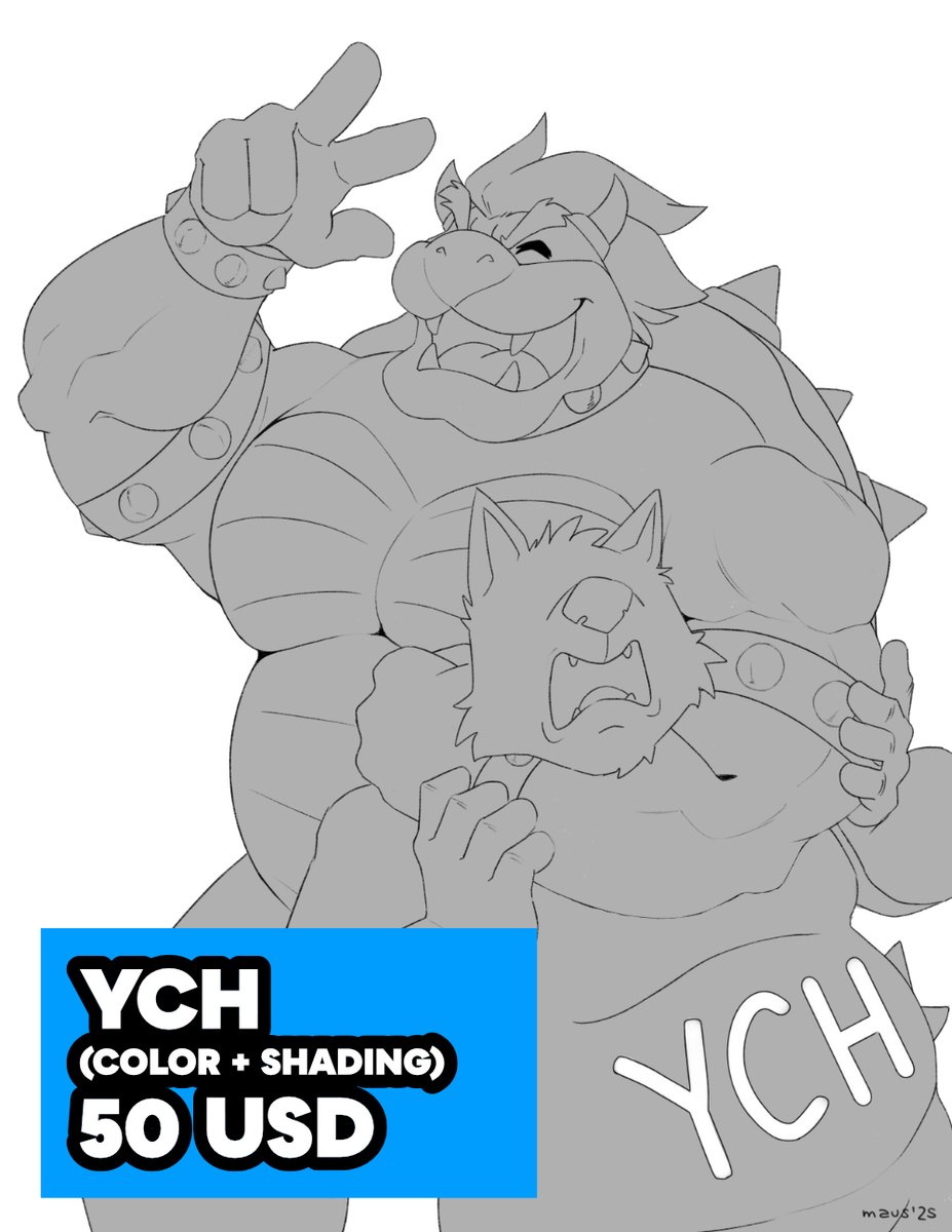 So, #BowserDay 2025 is coming soon and wanted to give this thing a try so:
✨YCH ✨ 50 USD ✨ Paypal ✨
➡️ Some changes can be made (like body type and expression)
➡️ Color + Shading
➡️ 3 slots only, you can claim one by sending me a message via X or Telegram

RTs appreciated!