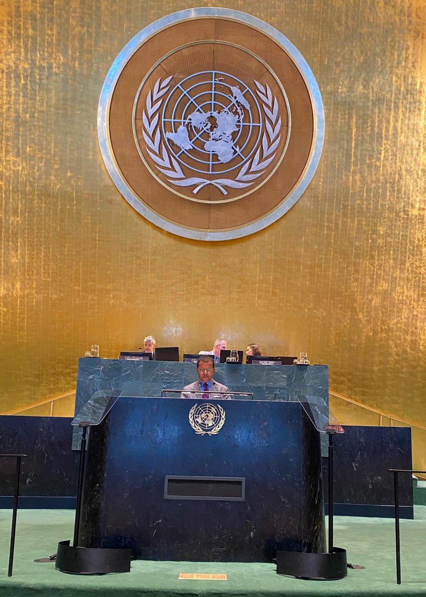 Ambassador Dr <a href="/AlinyMohamed/">Ali Naseer Mohamed</a> delivered national statement at the High-level International Conference for the Peaceful Settlement of the Question of Palestine &amp; the Implementation of the Two-State Solution being held at the UN from 28-30 July 2025.

📃 | t.ly/xEqKv