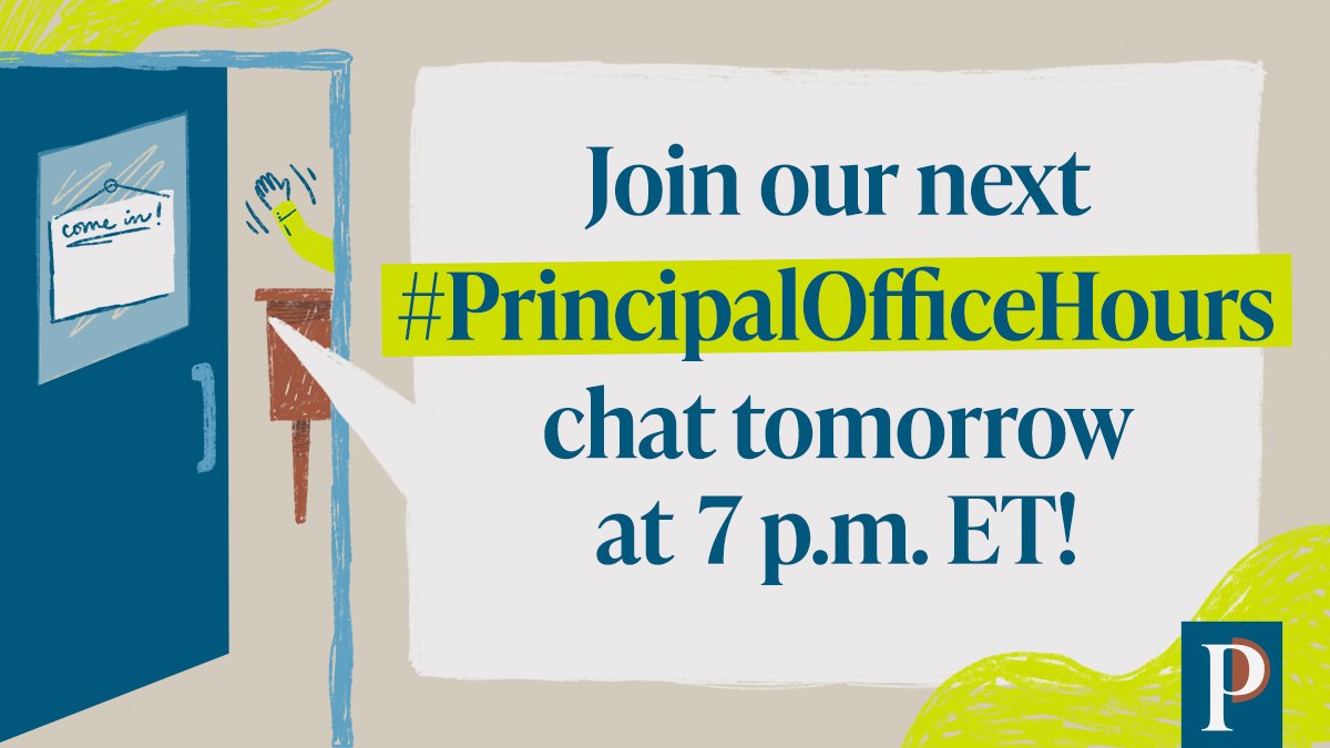 Principal Project (@principalproj) on Twitter photo Q: What's on the agenda for Thursday?
A: A lively exchange of ideas with fellow school leaders!
Join moderators <a href="/melissa_jharvey/">Melissa Harvey</a>, <a href="/AshleyWashEDU/">Ashley Washington M.Ed</a> and <a href="/Inspire2Empowr/">Michael</a> on 7/31. See you at 7 p.m. ET (4 p.m. PT)! Q: What's on the agenda for Thursday?
A: A lively exchange of ideas with fellow school leaders!
Join moderators <a href="/melissa_jharvey/">Melissa Harvey</a>, <a href="/AshleyWashEDU/">Ashley Washington M.Ed</a> and <a href="/Inspire2Empowr/">Michael</a> on 7/31. See you at 7 p.m. ET (4 p.m. PT)!