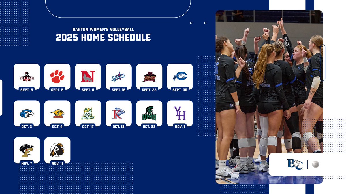 Barton College Athletics (@bartonathletics) on Twitter photo The 2β£0β£2β£5β£ Barton women's volleyball schedule is LIVE! . The Bulldogs will host 1β£4β£ matches at Wilson Gymnasium including the Bulldog Invitational to kick off the season! . <a href="/ConfCarolinas/">Conference Carolinas</a> . πππππ
π: shorturl.at/hHLop The 2β£0β£2β£5β£ Barton women's volleyball schedule is LIVE! . The Bulldogs will host 1β£4β£ matches at Wilson Gymnasium including the Bulldog Invitational to kick off the season! . <a href="/ConfCarolinas/">Conference Carolinas</a> . πππππ
π: shorturl.at/hHLop