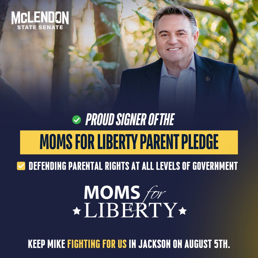Parents should parent their kids, not the government. That’s why I signed the <a href="/Moms4Liberty/">Moms for Liberty</a> Parent Pledge and commit, as your senator, to continue supporting policies that defend the fundamental rights of parents in the #msleg.