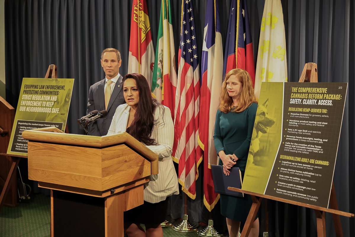 Joined by my colleague Sen. <a href="/MollyforTexas/">Senator Molly Cook</a> and veteran Shaun Salvaje, I unveiled my cannabis reform package to create a regulatory framework for the safe, responsible manufacture, marketing, sale, and consumption of naturally-derived THC in Texas.

These reforms replace a
