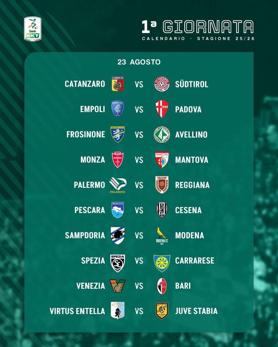 This is where the dream begins✨

Here’s the opening matchday of the 2025/26 #SerieBKT season! ⚽️💥