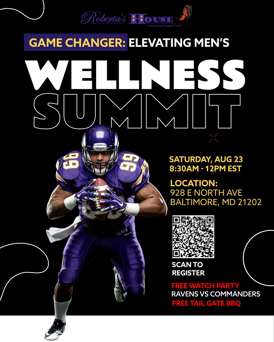 robertashousemd's tweet photo. Men’s Wellness Matters — and This One’s for You. 
Join us for Game Changer: Elevating Men’s Wellness Summit, hosted by Roberta’s House, on Friday, August 23rd. Register here: https://t.co/SXo6gc3e5j https://t.co/GfOQ71Z0yD