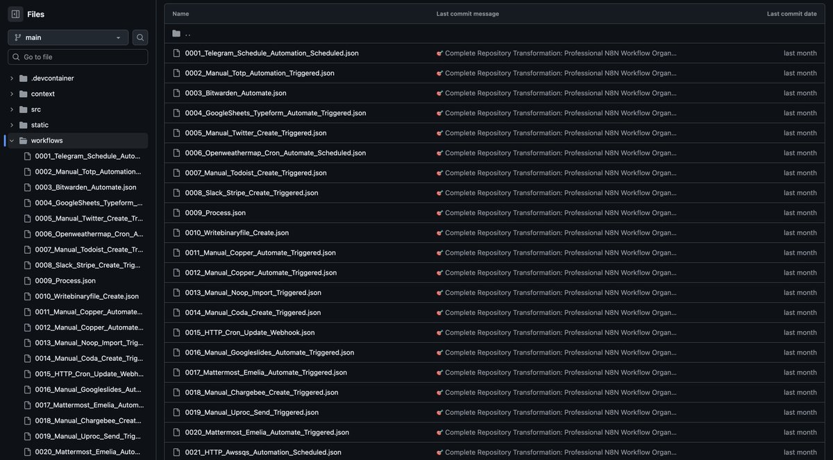 JulianGoldieSEO's tweet image. HOLY SH*T..🤯
A legend dropped 1000+ N8N workflows in one repo and I'm literally shaking...
He scraped EVERY workflow from the official n8n site + GitHub.
✅ E-commerce automation
✅ Social schedulers
✅ Lead gen machines, etc.
Workflows worth $10K+ in consulting fees!…