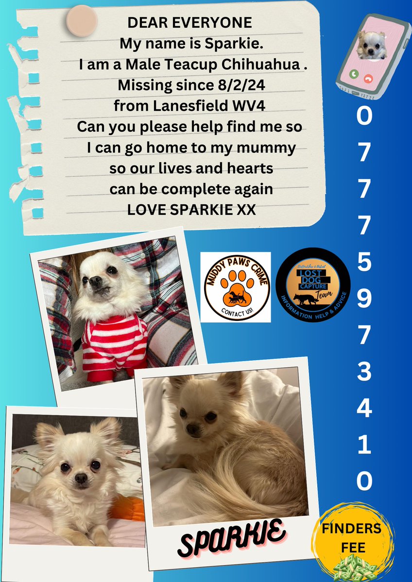 Muddy_paws_crime (@muddypawscrime) on Twitter photo It is so sad that we are here again asking for shares & pleading for information about darling Sparkie
Please share/reshare for SPARKIE It could be YOUR share that reaches eyes of information
<a href="/MissingPetsGB/">Missing Pets GB</a> <a href="/HunnyJax/">Stolen Missing Longtimelost 🐾Where Are They All</a> It is so sad that we are here again asking for shares & pleading for information about darling Sparkie
Please share/reshare for SPARKIE It could be YOUR share that reaches eyes of information
<a href="/MissingPetsGB/">Missing Pets GB</a> <a href="/HunnyJax/">Stolen Missing Longtimelost 🐾Where Are They All</a>