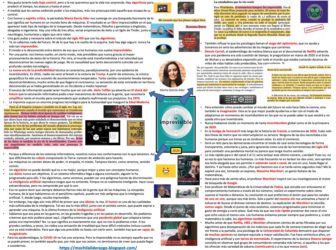 David Cuesta (@idacmac) on Twitter photo El conocimiento para combatir lo imprevisible 🔭 y prepararse para el cambio tecnológico 🤖. La incertidumbre no tiene porque ser mala 💡y <a href="/GarciaAller/">Marta G. Aller</a> nos enseña sus ventajas 📖 #mochilaliderazgo
mochilaliderazgo.blogspot.com/2021/02/98-imp… El conocimiento para combatir lo imprevisible 🔭 y prepararse para el cambio tecnológico 🤖. La incertidumbre no tiene porque ser mala 💡y <a href="/GarciaAller/">Marta G. Aller</a> nos enseña sus ventajas 📖 #mochilaliderazgo
mochilaliderazgo.blogspot.com/2021/02/98-imp…