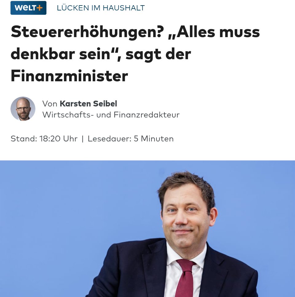 Sie haben rund 1.000 MILLIARDEN € an Schulden aufgenommen und brauchen trotzdem Steuererhöhungen? Wie sehr will sich der Deutsche eigentlich noch verarschen lassen?

#Klingbeil