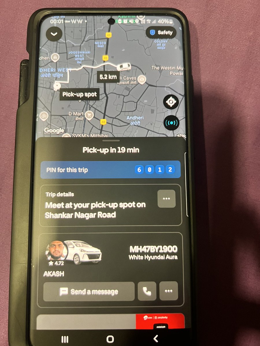 AonehaTagore's tweet photo. Hey @Uber_India, booked a cab at 9:28PM from Andheri. Driver Akash (MH47BY1900) was 2 mins away, then drove off in the opposite direction. No calls, no msg replies. It’s been nearly 3 hours, still “arriving.” No way to report unless trip starts? UNSAFE &amp; UNACCEPTABLE!! https://t.co/jwU1xSIZ5w