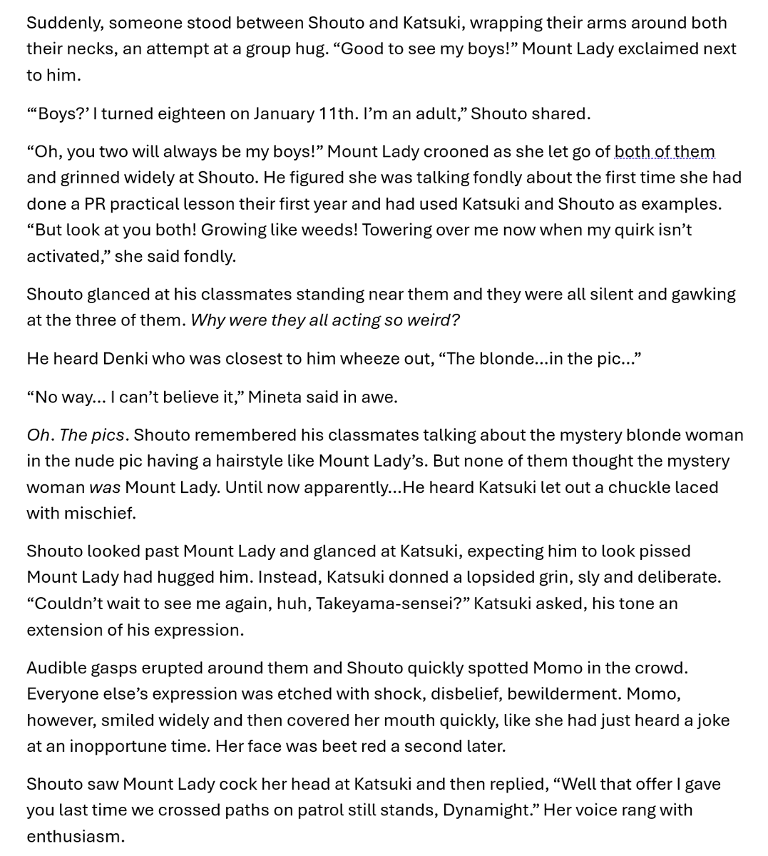 maybekirishima's tweet photo. WIP Wednesday! I've been slowly chipping away at BtS, my bakumomo long fic, hoping to drop chapter 13 next week! Sorry it's been so long since I updated! Here's an excerpt ☺️Shouto's POV! #bakumomo #bkmm https://t.co/v931d7uf5h
