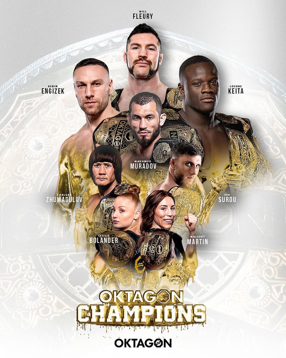 OKTAGON Champions 🏆

HW - Will Fleury 🇮🇪
LHW - Will Fleury 🇮🇪
MW - Kerim Engizek 🇹🇷
Int. MW - Makhmud Muradov 🇺🇿
WW - Ion Surdu 🇲🇩
LW - Losene Keita 🇧🇪
FW - Losene Keita 🇧🇪
FLY - Zhalgas Zhumagulov 🇰🇿
BW - Cecilie Bolander 🇳🇴
SW - Mallory Martin 🇺🇸

Who has been most dominant?