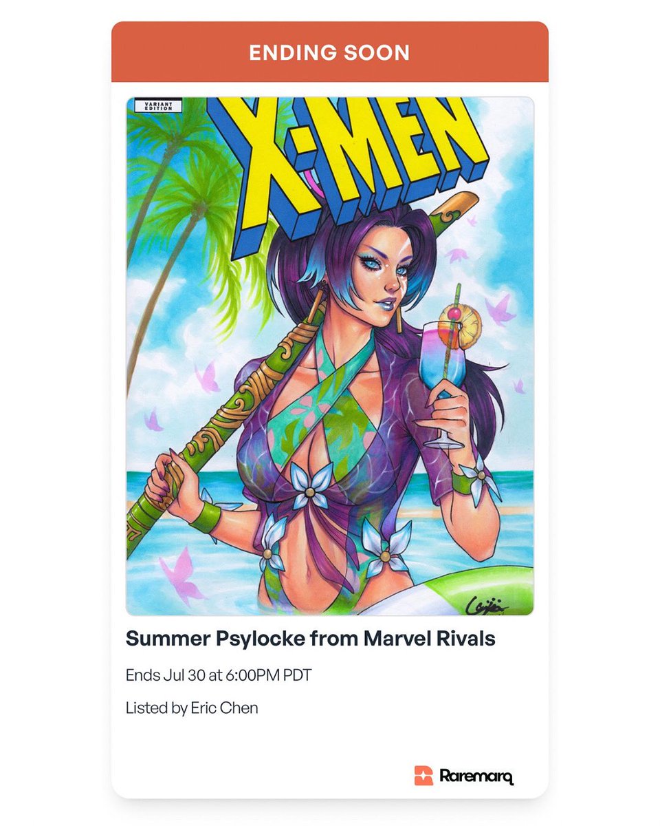 nerdcrawler (@nerdcrawlercom) on Twitter photo Another gorgeous Marvel Rivals Psylocke swimsuit skin sketch cover ends today — this one by the incredibly talented <a href="/ericwjchen/">エリックチェン (Eric “weijic” Chen)</a>! Don’t miss your chance to snag this stunning original before it’s gone!
raremarq.com/auctions/x-men…
#psylocke #marvelrivals #sketchcover #originalart Another gorgeous Marvel Rivals Psylocke swimsuit skin sketch cover ends today — this one by the incredibly talented <a href="/ericwjchen/">エリックチェン (Eric “weijic” Chen)</a>! Don’t miss your chance to snag this stunning original before it’s gone!
raremarq.com/auctions/x-men…
#psylocke #marvelrivals #sketchcover #originalart