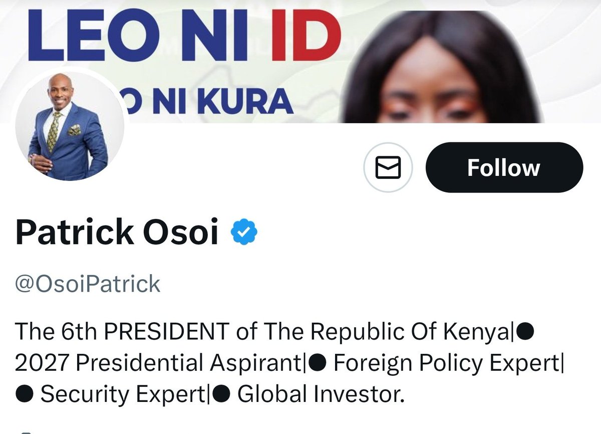 As Gen Zs, 

Do you support Patrick Osoi, Ex-KDF and U.S. Army veteran, 

To be the 6th president of the Republic of Kenya?