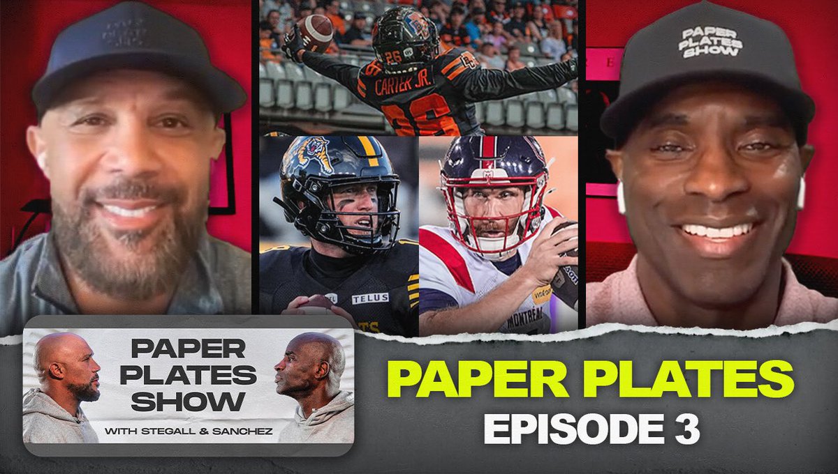 Paper Plates Show (@paperplatesshow) on Twitter photo EPISODE 3 of PAPER PLATES SHOW is LIVE‼️🚨
<a href="/MiltStegallTSN/">Milt Stegall</a> and <a href="/DavisSanchez/">Davis Sanchez</a> chat about the remarkable Robert Carter Jr interception, post-game comments by McLeod Bethel-Thompson, and discuss Canada's NFL All-22 with <a href="/TSNDaveNaylor/">Dave Naylor</a>. 🏈
WATCH NOW: youtube.com/watch?v=j06Gfd… EPISODE 3 of PAPER PLATES SHOW is LIVE‼️🚨
<a href="/MiltStegallTSN/">Milt Stegall</a> and <a href="/DavisSanchez/">Davis Sanchez</a> chat about the remarkable Robert Carter Jr interception, post-game comments by McLeod Bethel-Thompson, and discuss Canada's NFL All-22 with <a href="/TSNDaveNaylor/">Dave Naylor</a>. 🏈
WATCH NOW: youtube.com/watch?v=j06Gfd…